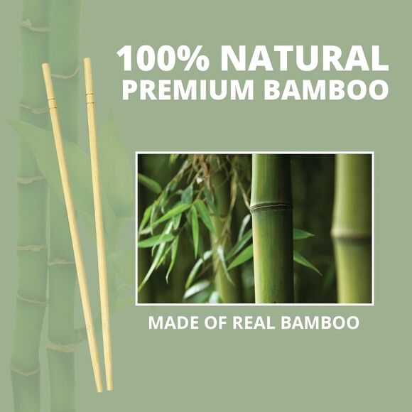 Premium Disposable Bamboo Chopsticks – 9" Round, Individually Wrapped 100 Pairs - Picture 2 of 16